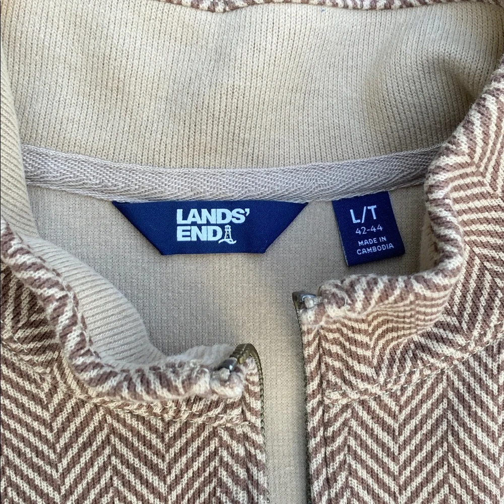 Lands' End Tan Herringbone Pullover